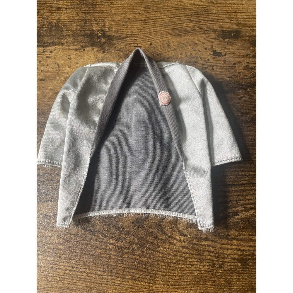 Vintage Barbie KEN Grey Silver Suit Jacket With Pink Rose Boutonnière